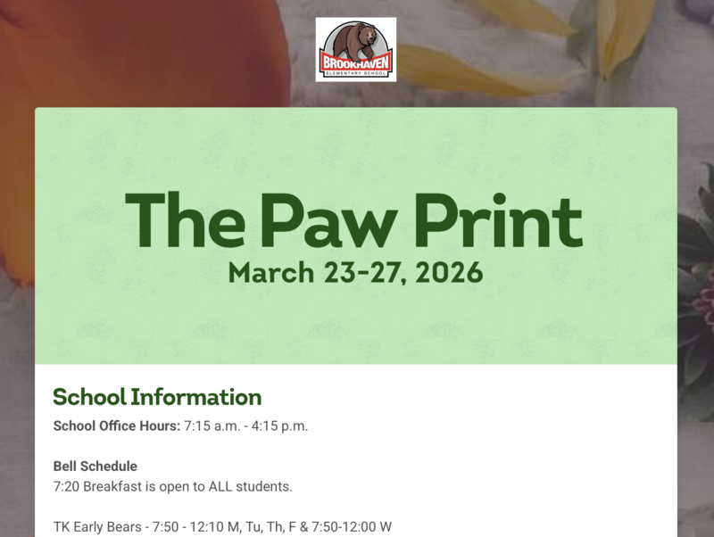 The Paw Print: Week of March 23rd