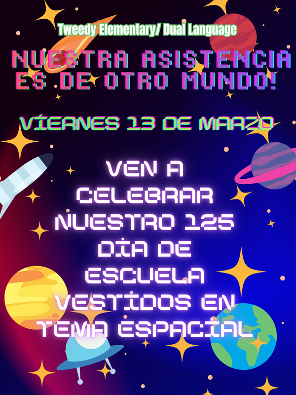 125th day of school celebration Spanish flyer