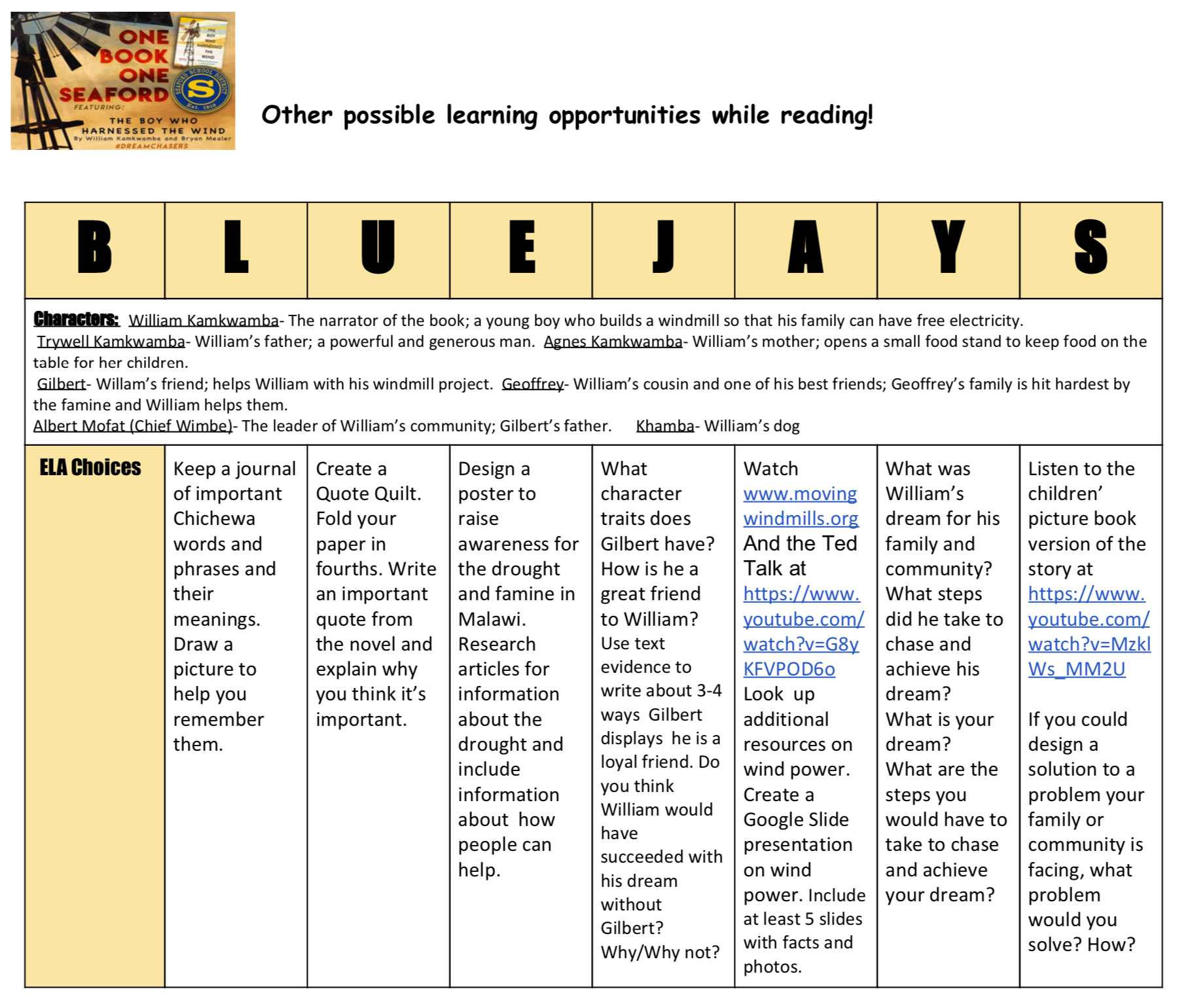 One Book One Seaford Parents And Students Seaford School District