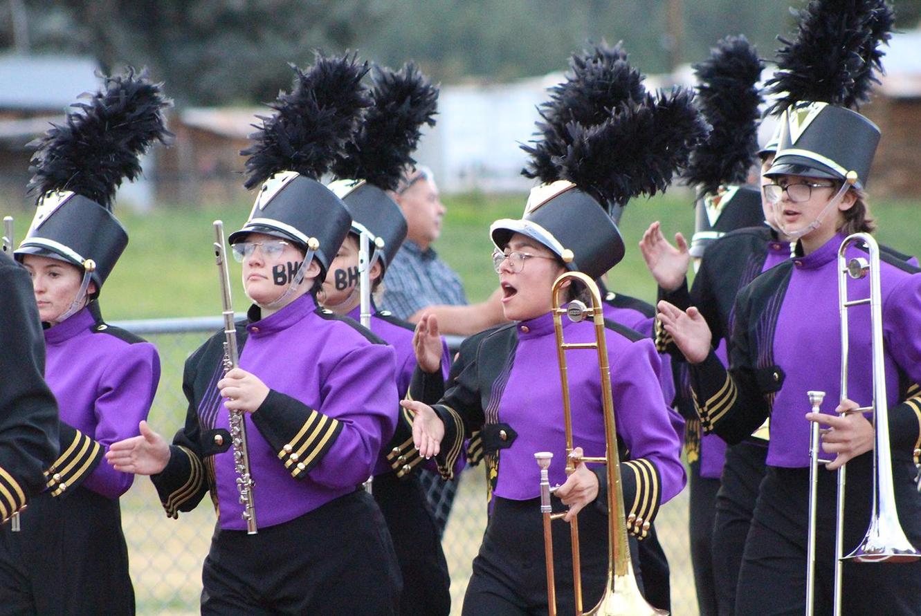 Band marches in formation