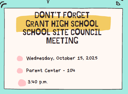 SSC Meeting - Wednesday, Oct. 15 @ 3:40 pm - Parent Center
