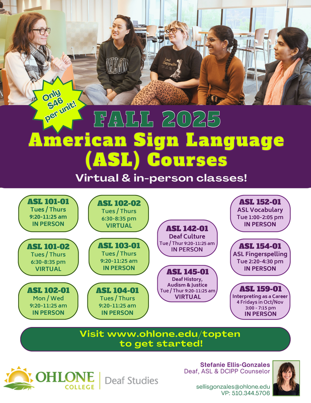ASL Classes at Ohlone College - Virtual & In-Person Featured Photo