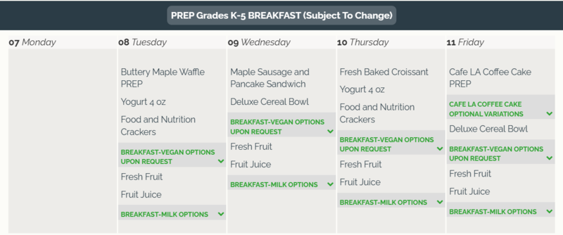 Breakfast Menu / Menú de desayuno