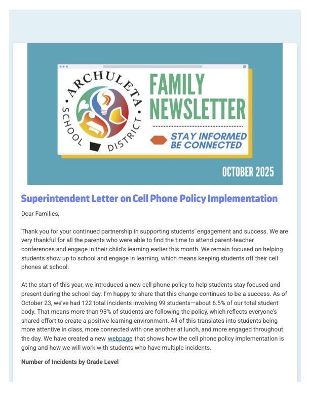 Screenshot of first page of Oct 2025 newsletter