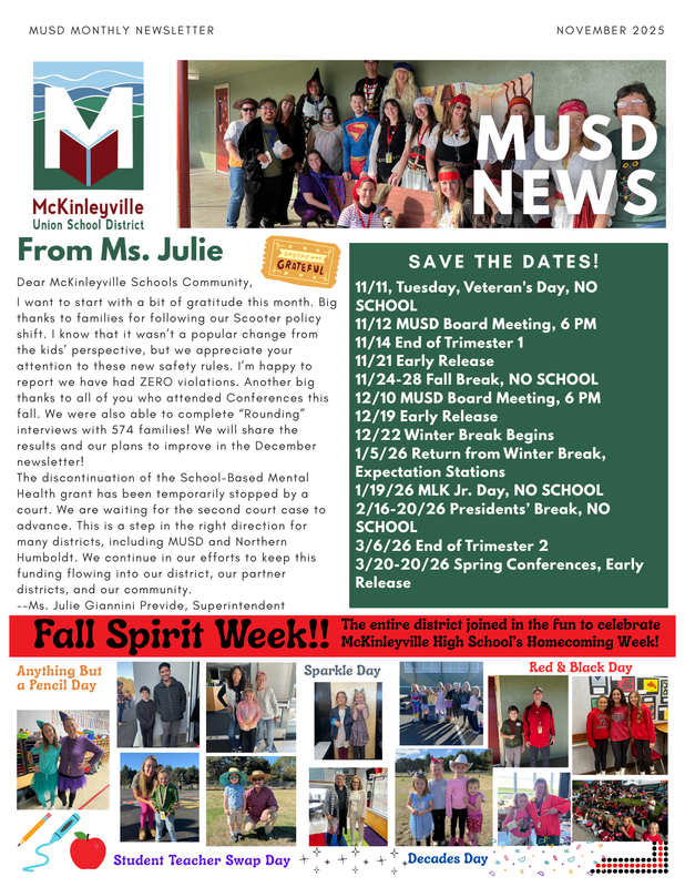 Front page of the November 2025 newsletter.