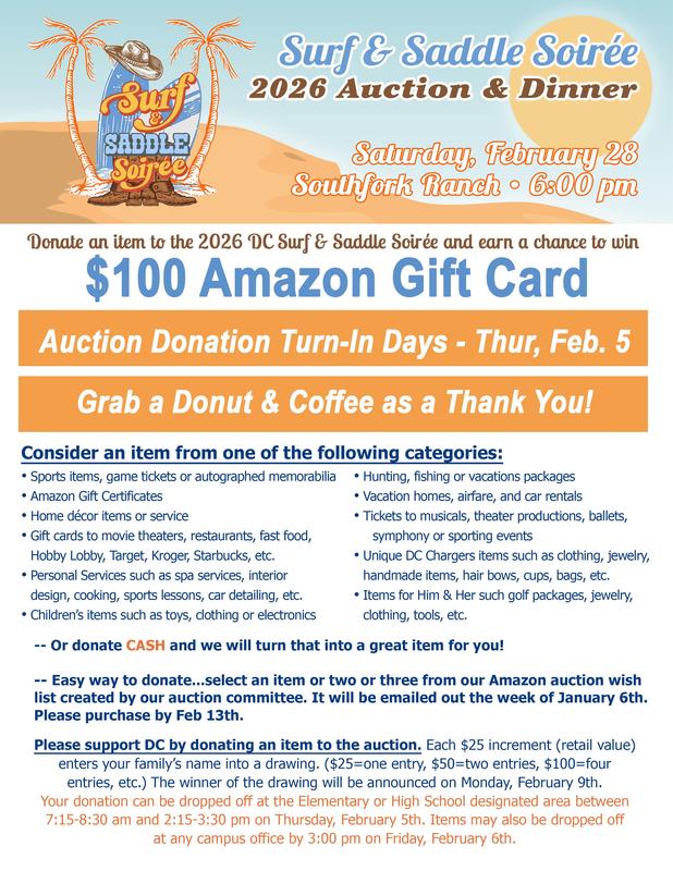 Auction Donation Turn-In Days - Thur, Feb. 5 (Grab a Donut & Coffee as a Thank You!) Featured Photo