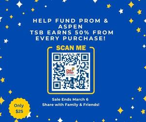 QR code for the City Saver Mobile App to support the TSB prom and annual ski trip.