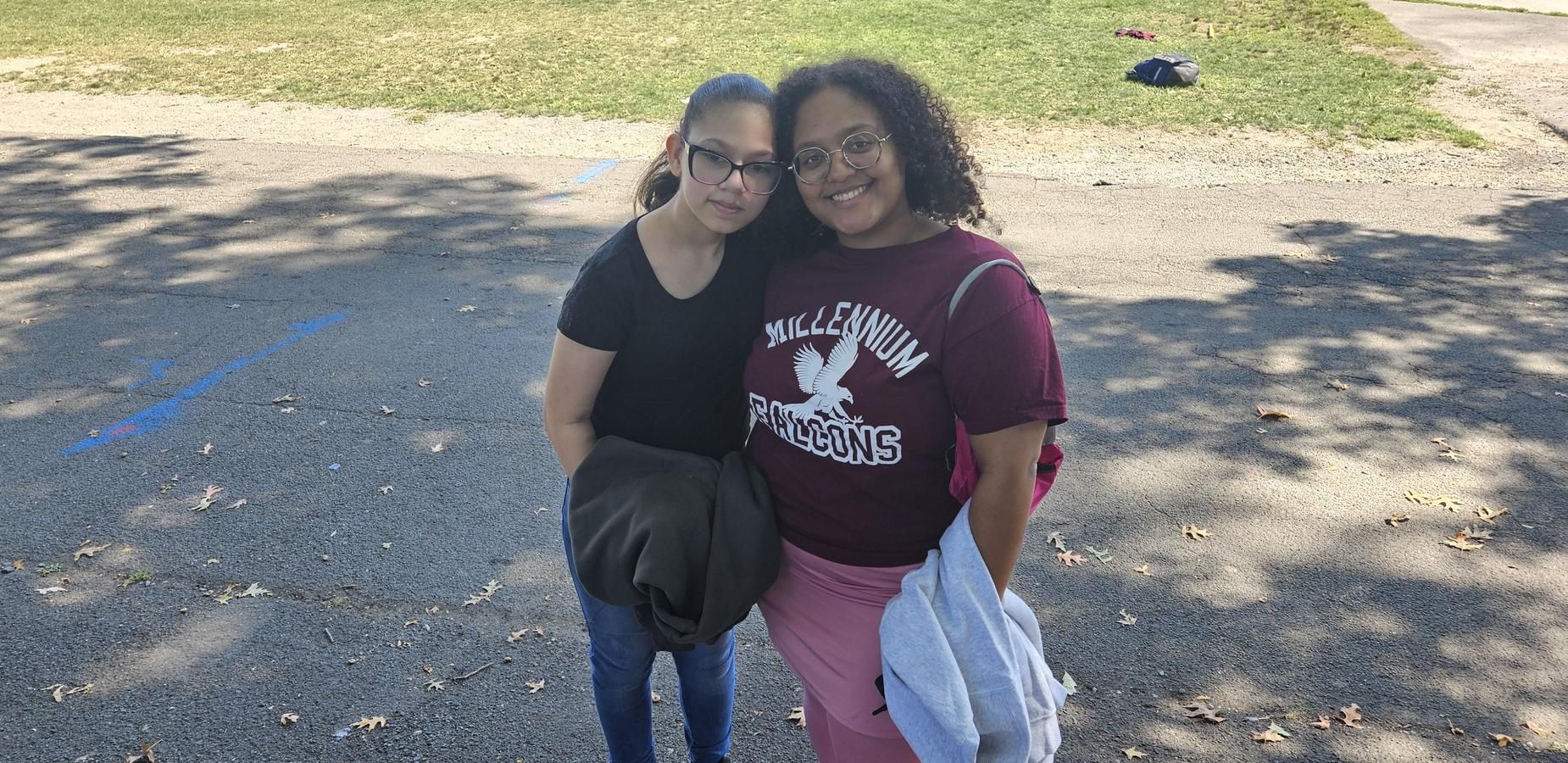 Students pose for community building trip.