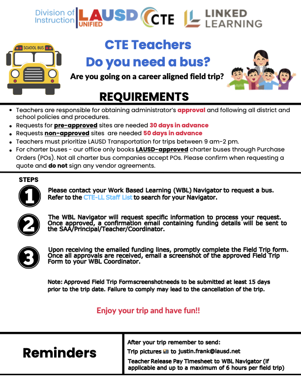 This is a Bus Trip Flyer