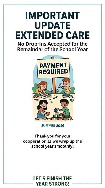 No Drop-Ins Accepted for the Remainder of the School Year
