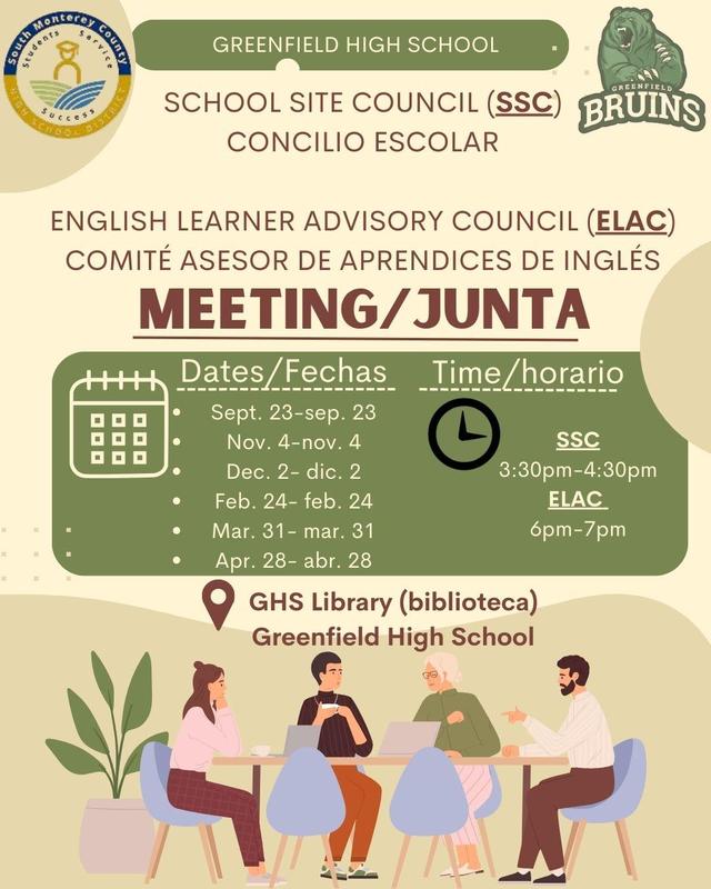 SSC/ELAC Meeting Dates