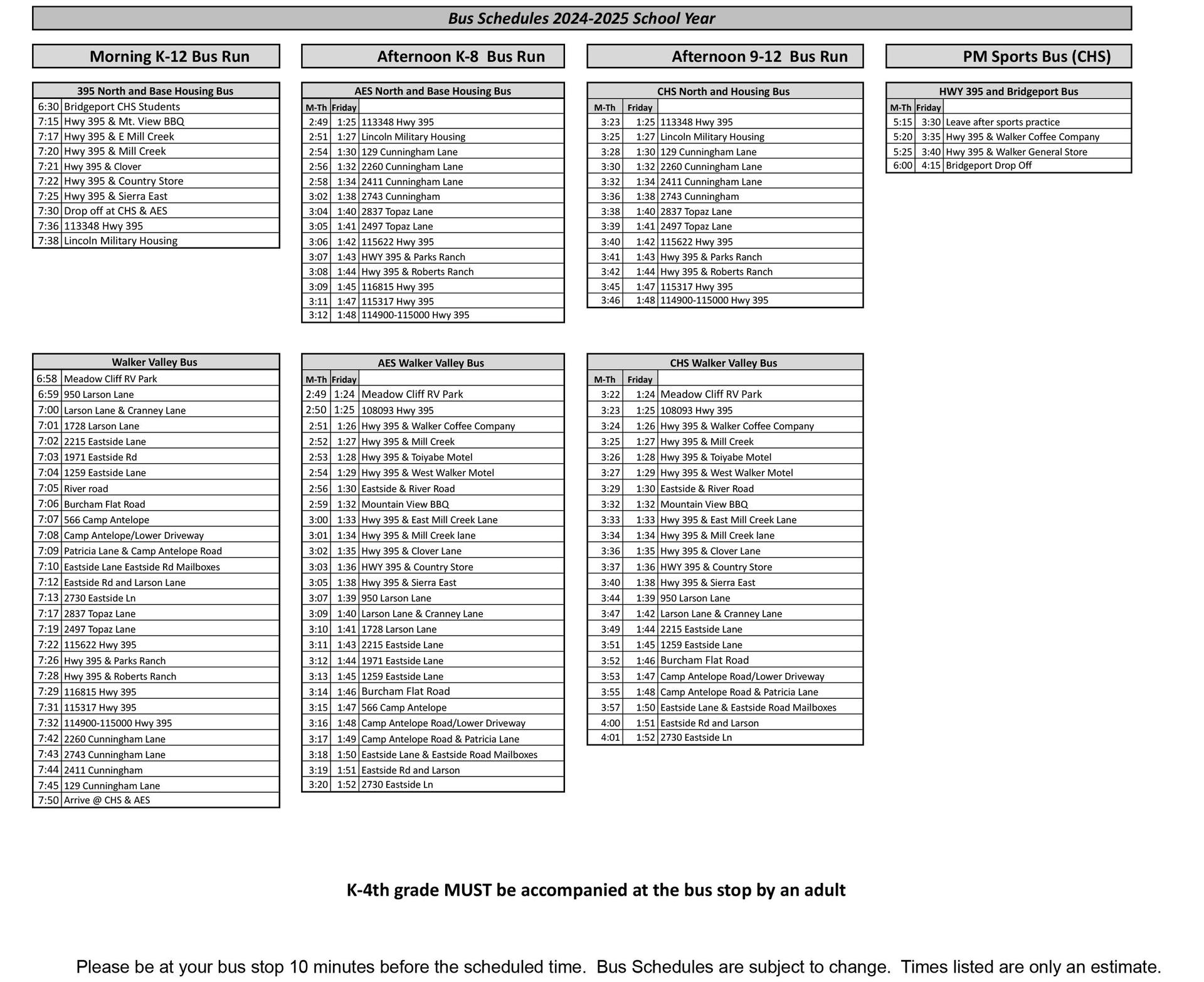 bus schedule