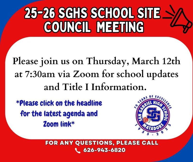 School Site Council Meeting - Thursday March 12th Featured Photo