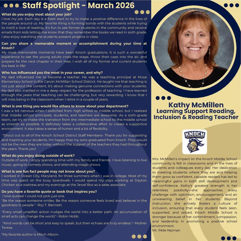 staff spotlight for Kathy McMillan