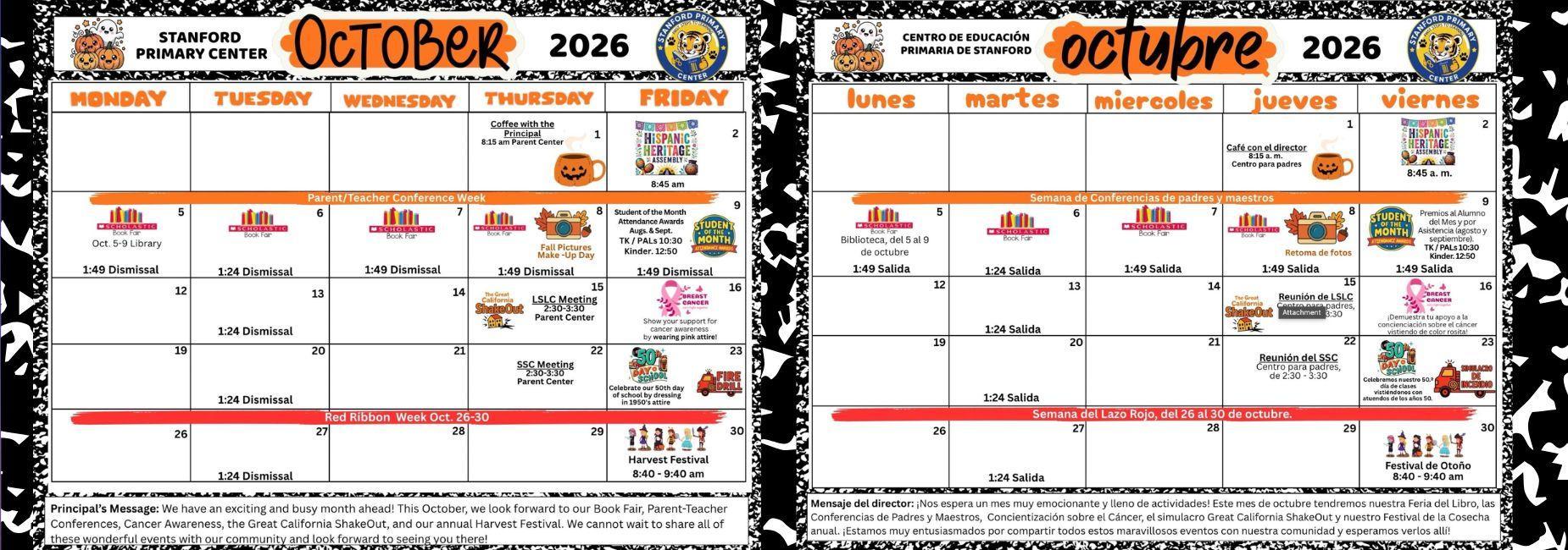 October Calendar 2026
