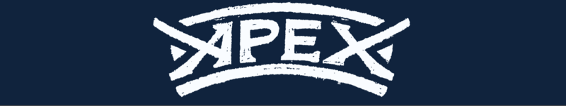 APEX logo with navy background