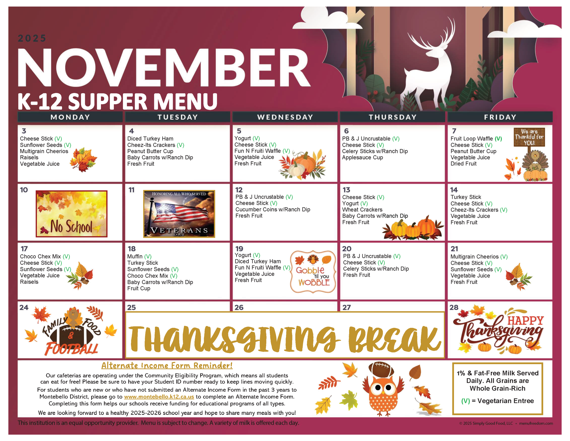 K-12 Supper Menu (click to view)