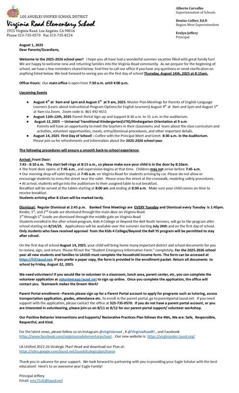 welcome letter