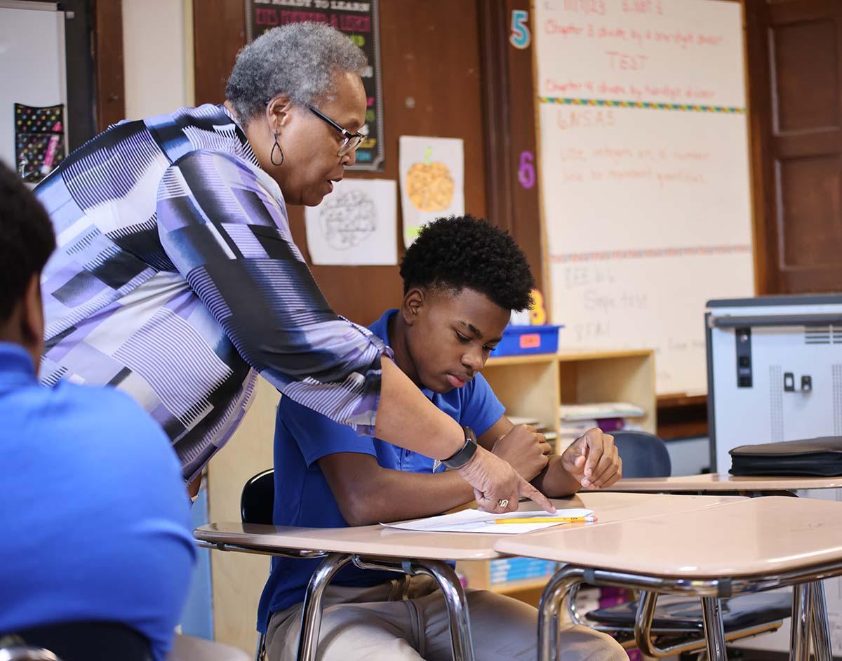 Horizon Science Academy Denison Teacher smiling.