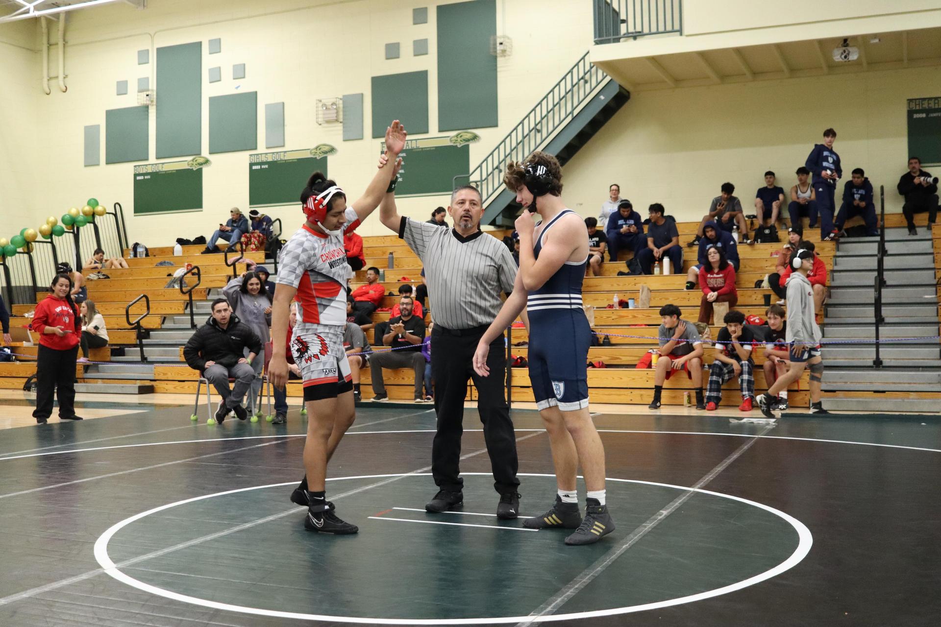 wrestlers in action at the Hawks invitational