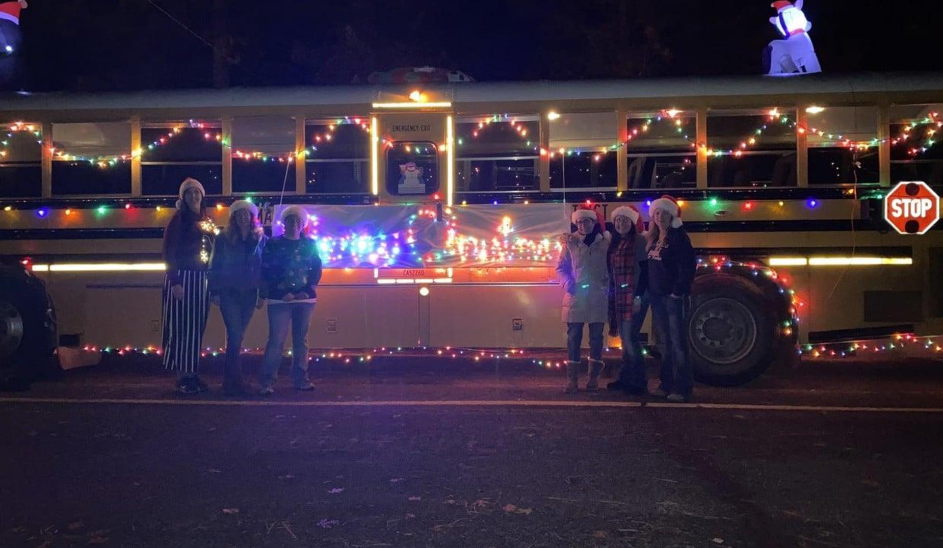 GES holiday lights on bus