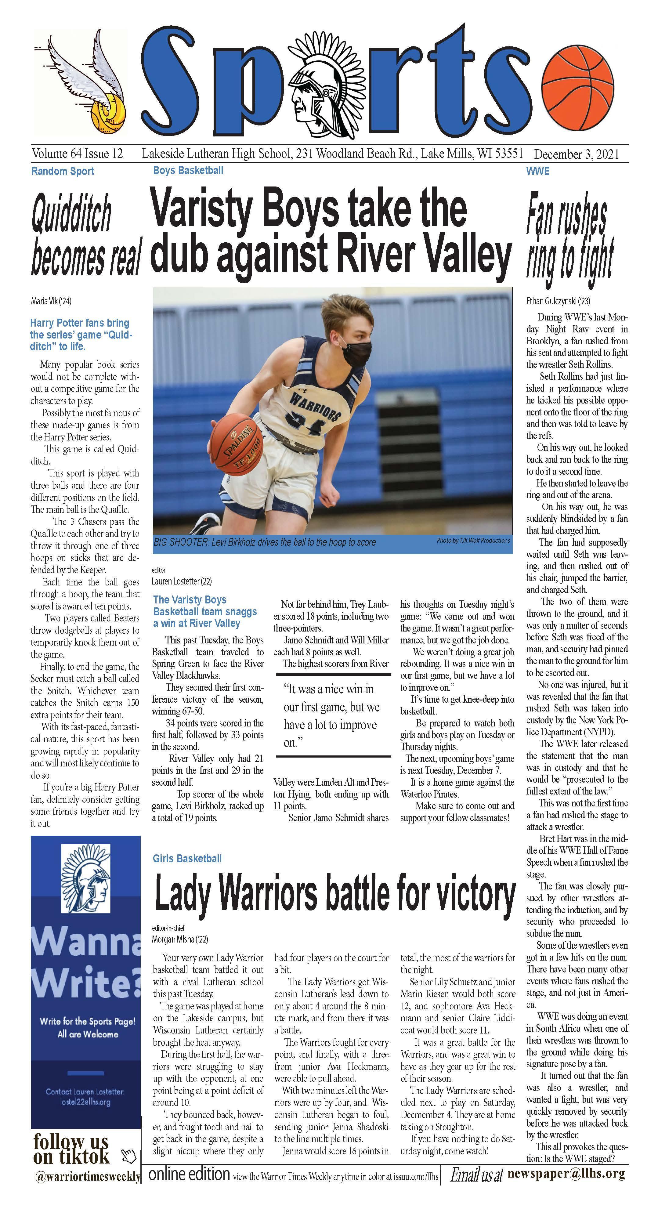 Warrior Times Weekly Newspaper Student Publications Lakeside