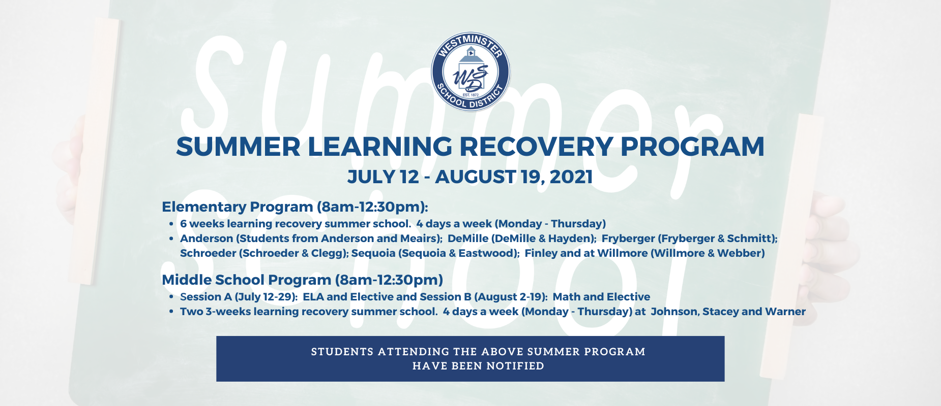 Summer Learning Recovery Program 2021