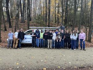 FCTS Landscaping & Horticulture students stand next to a truck as they prepare to participate in the Source to the Sea cleanup.