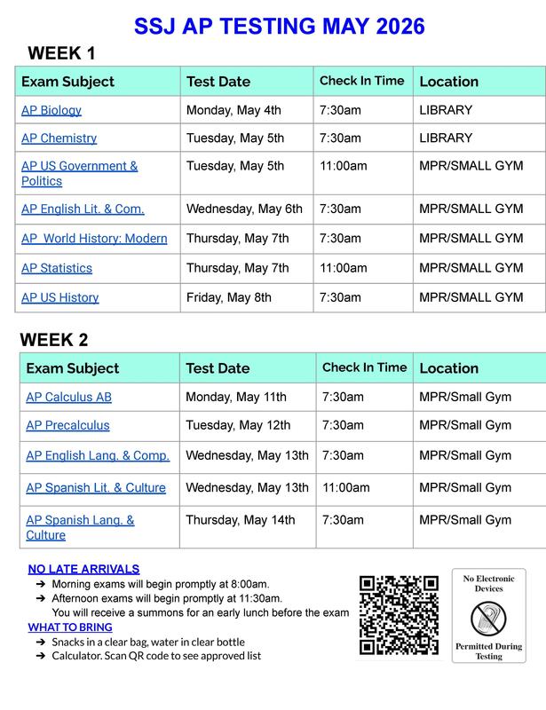 AP Testing Starts May 4th / Los exámenes AP comienzan el 4 de mayo Thumbnail Image