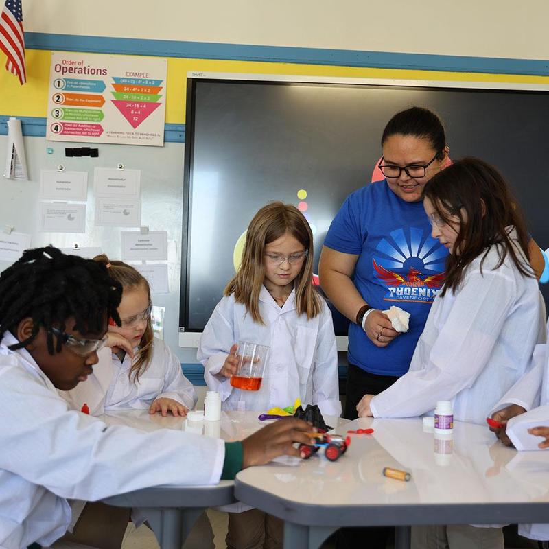 HSA St Paul Students working together on a science experiment
