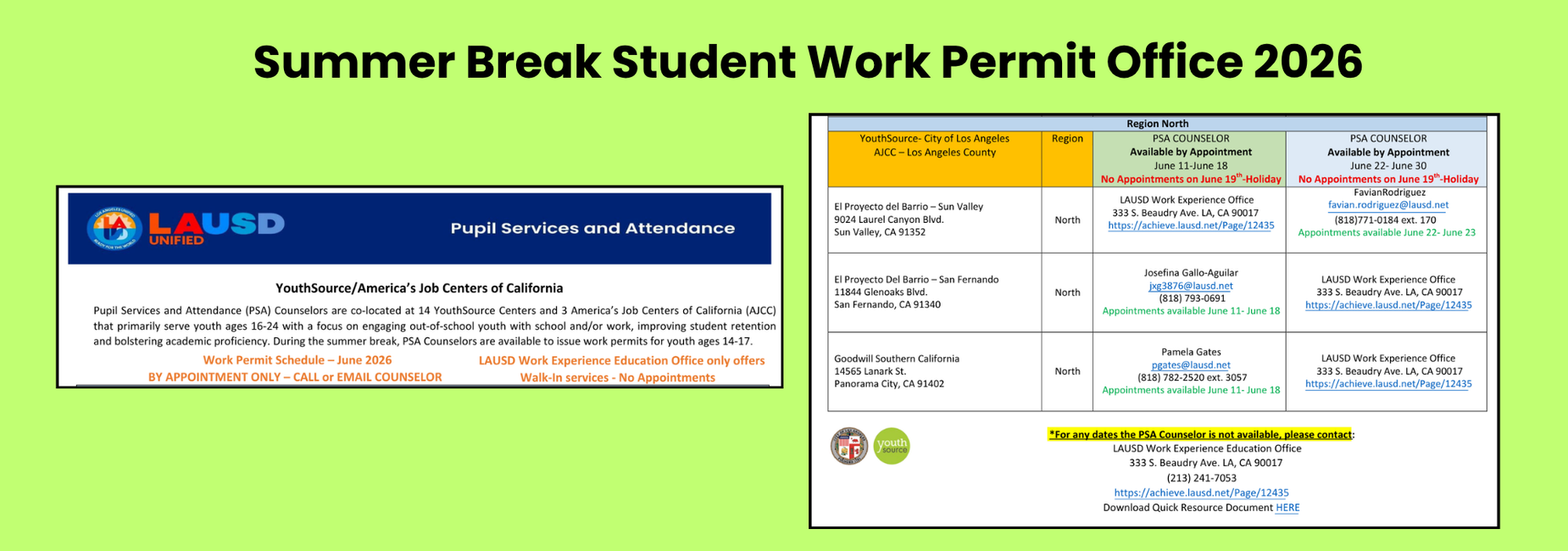 Summer School Work Permits 2026