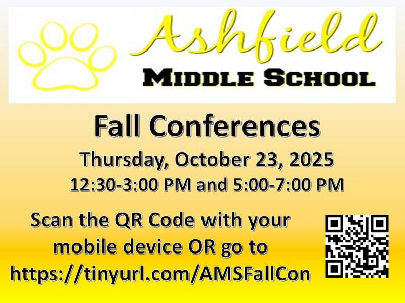 Fall Conferences will be on Thursday, October 23, 2025 from 12:30-3:00 PM and 5:00-7:00 PM. Go to http://tinyurl.com/AMSFallCon