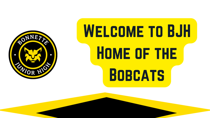 Welcome slide with BJH logo and text 'welcome to bjh home of the bobcats'