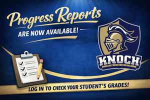 announcement of progress reports being available with knoch logo