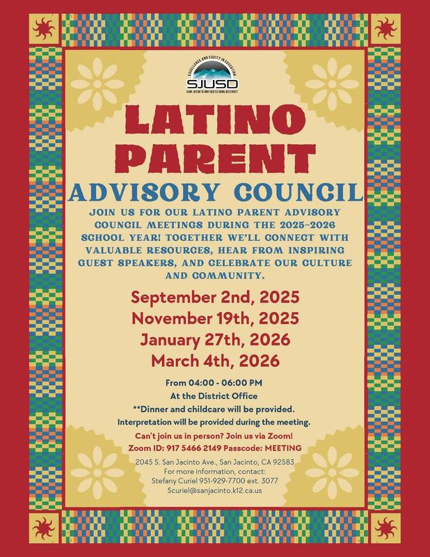 Latino Parent Advisory Flyer Photo