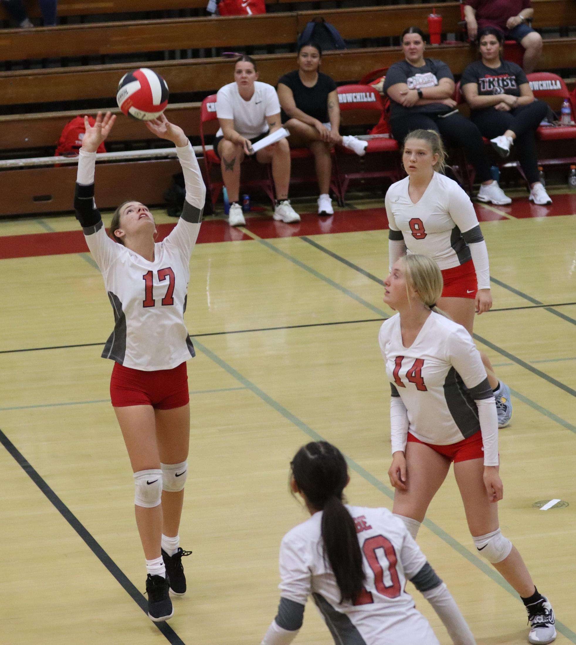 junior varsity girls playing volleyball against Mendota