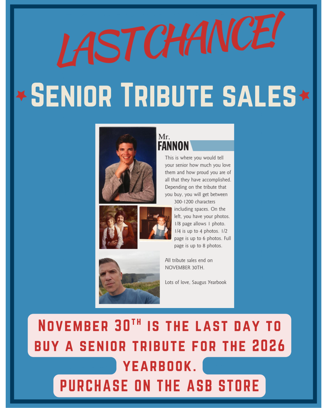 Senior Tribute Deadline: Nov 30th!
