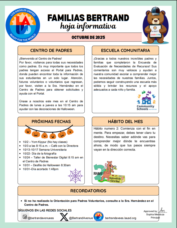 Bertrand Families Newsletter ES