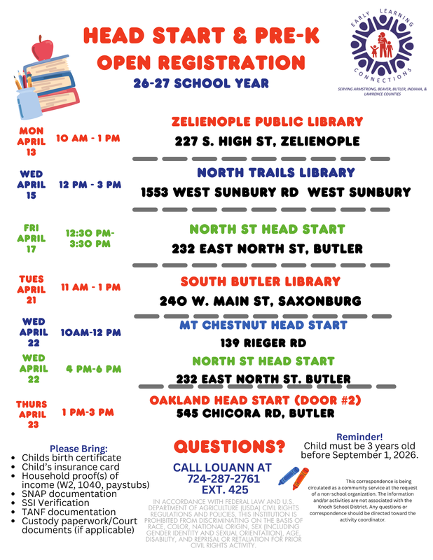 flyer for open house and pre-k