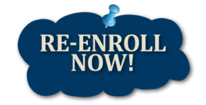 re-enroll now posted with a decorative push pin