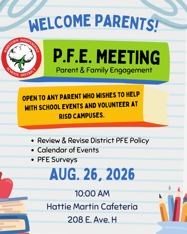 Robstown ISD to Host First Parent & Family Engagement Meeting of the School Year Featured Photo