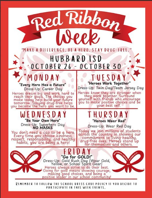 Red Ribbon Week Oct. 26th - 30th