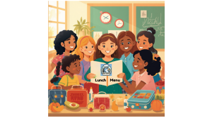 kIDS READING A LUNCH MENU