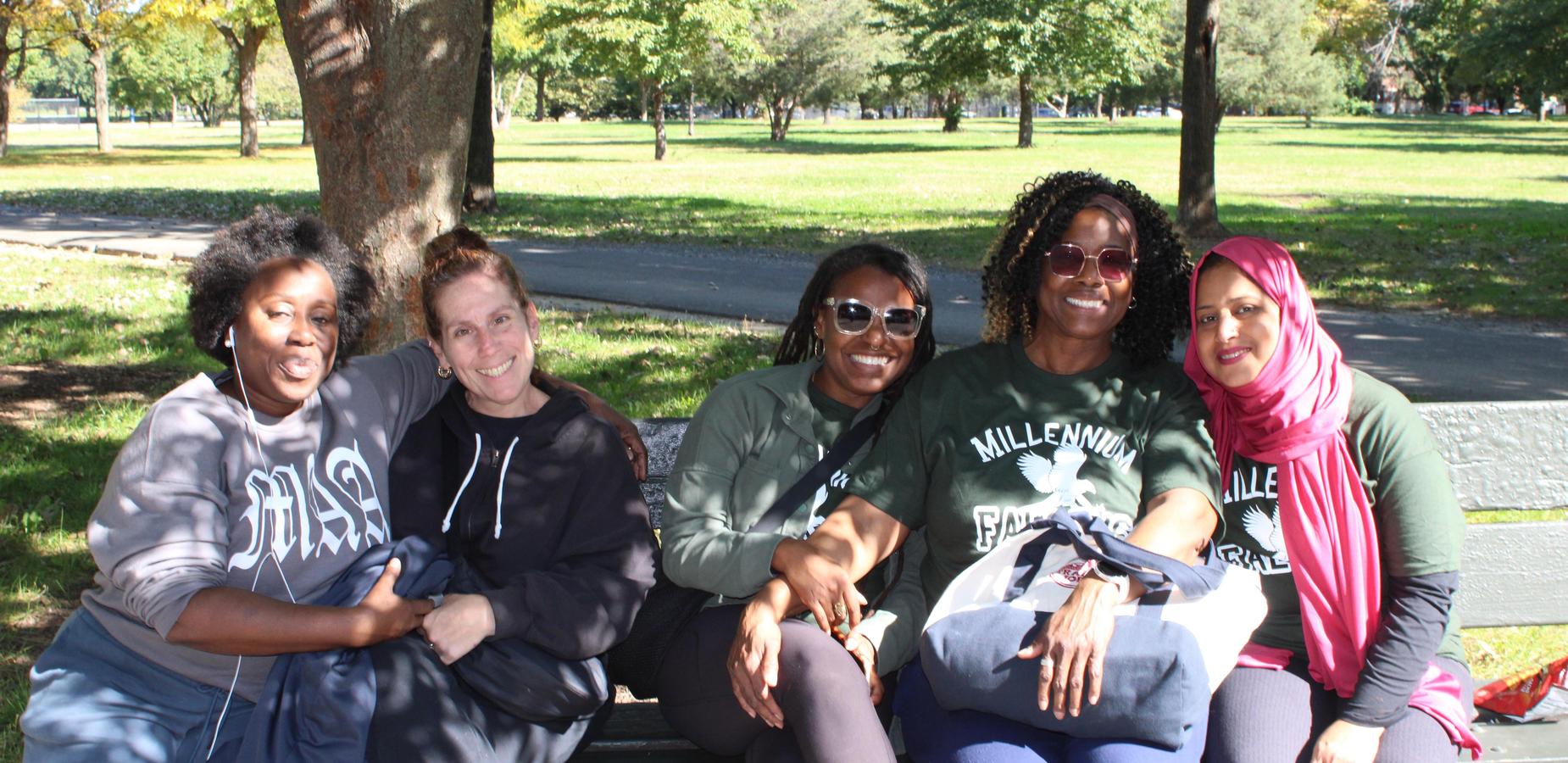Staff posing in the park