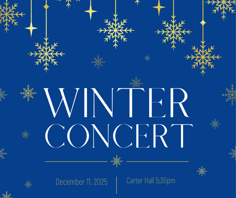 DMS winter Concert is Dec. 11 2025 in Carter Hall at 5:30pm