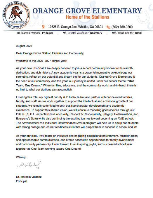 principals message english