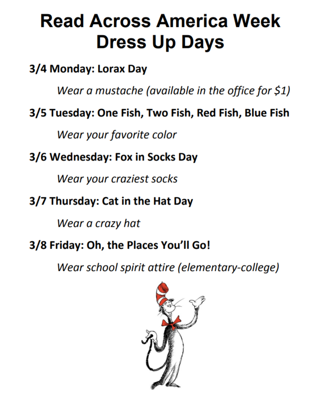 Read Across America Week Dress Up Days Flyer