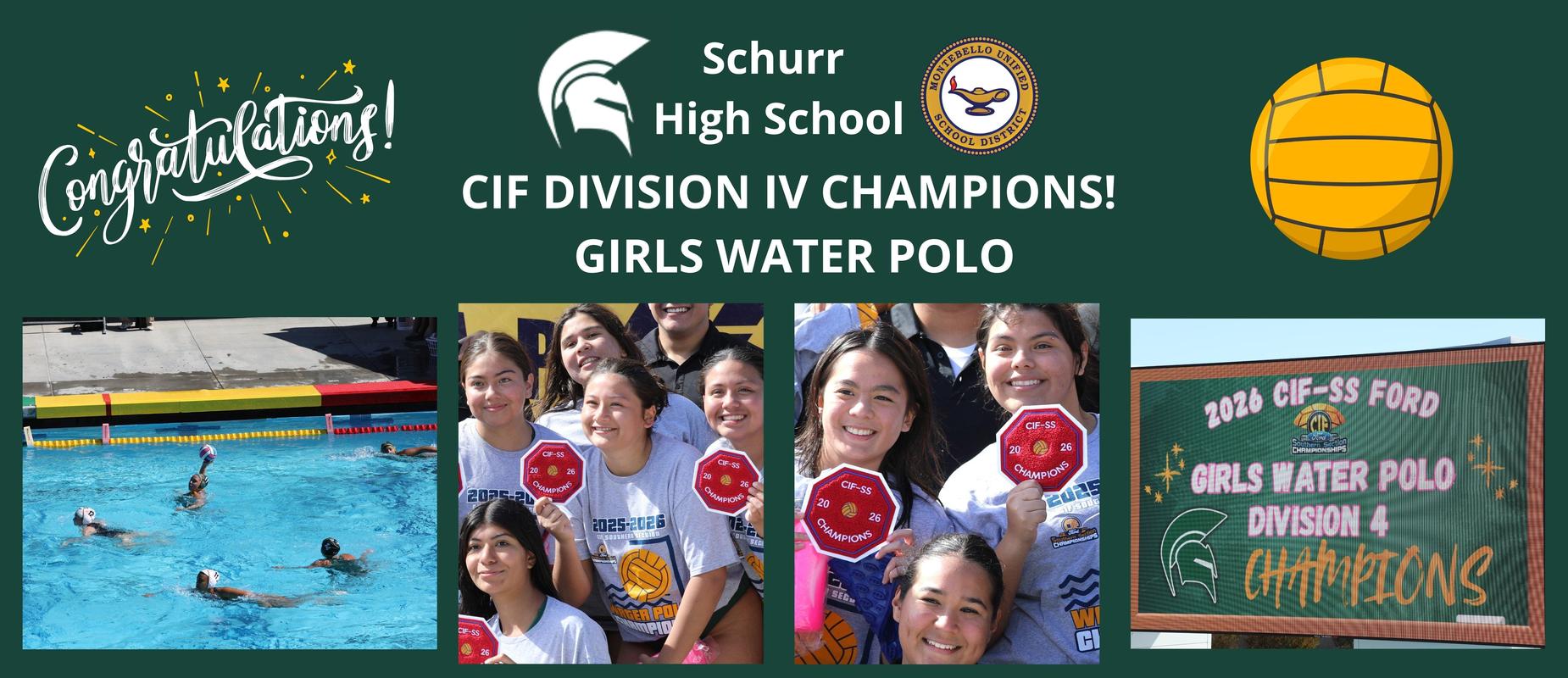 Graphic of Schurr HS Girls Water Polo Team CIF Champions