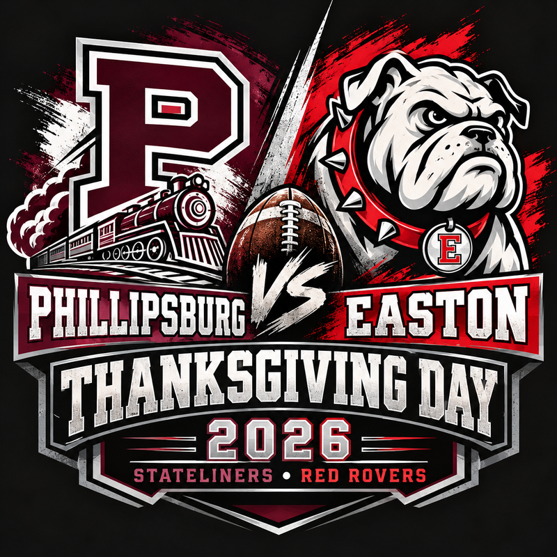black background with Phillipsburg P and Easton E