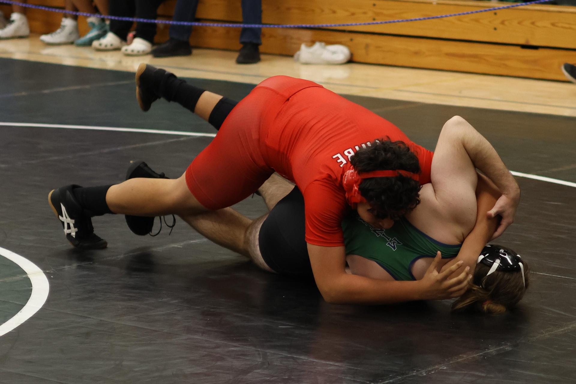 Boys wrestling in the Liberty Duals event 160